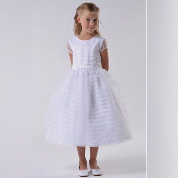 Us Angels white sheer/embellished formal dress sz 10 - Picture 1 of 9